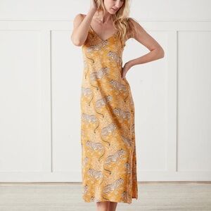 Printfresh bagheera yellow gold satin slip nightgown wildest dreams